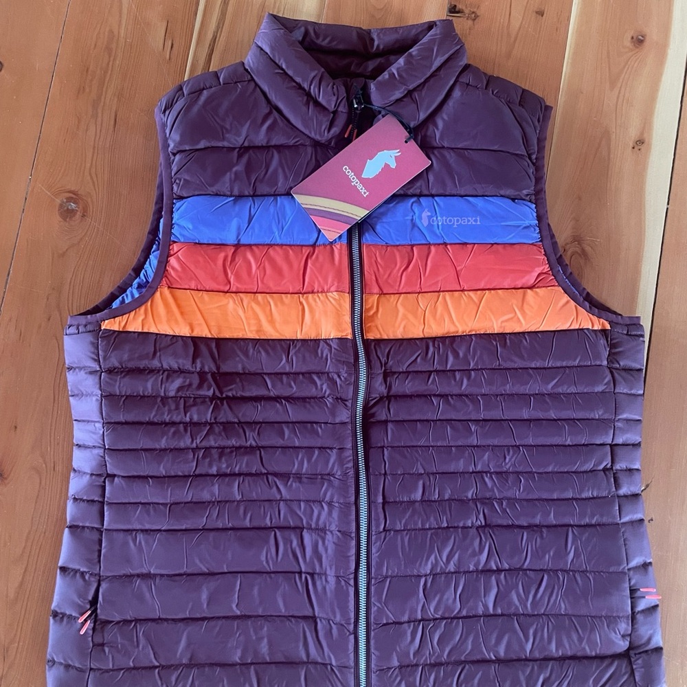 NWT Cotopaxi Wine Stripes Puffer Vest